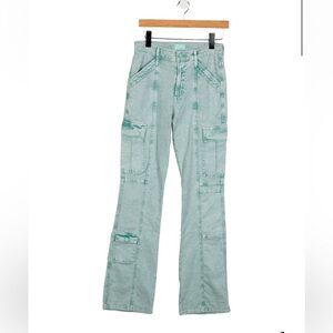 MOTHER Mint Green Flare Cargo Jeans